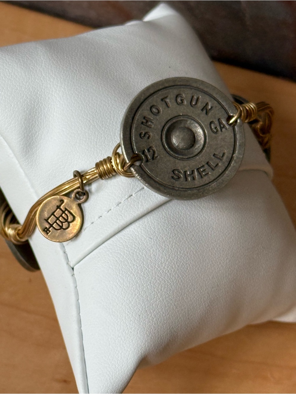Bourbon & Bowties Shotgun Wire Bangle Bracelet in Goldtone wire.